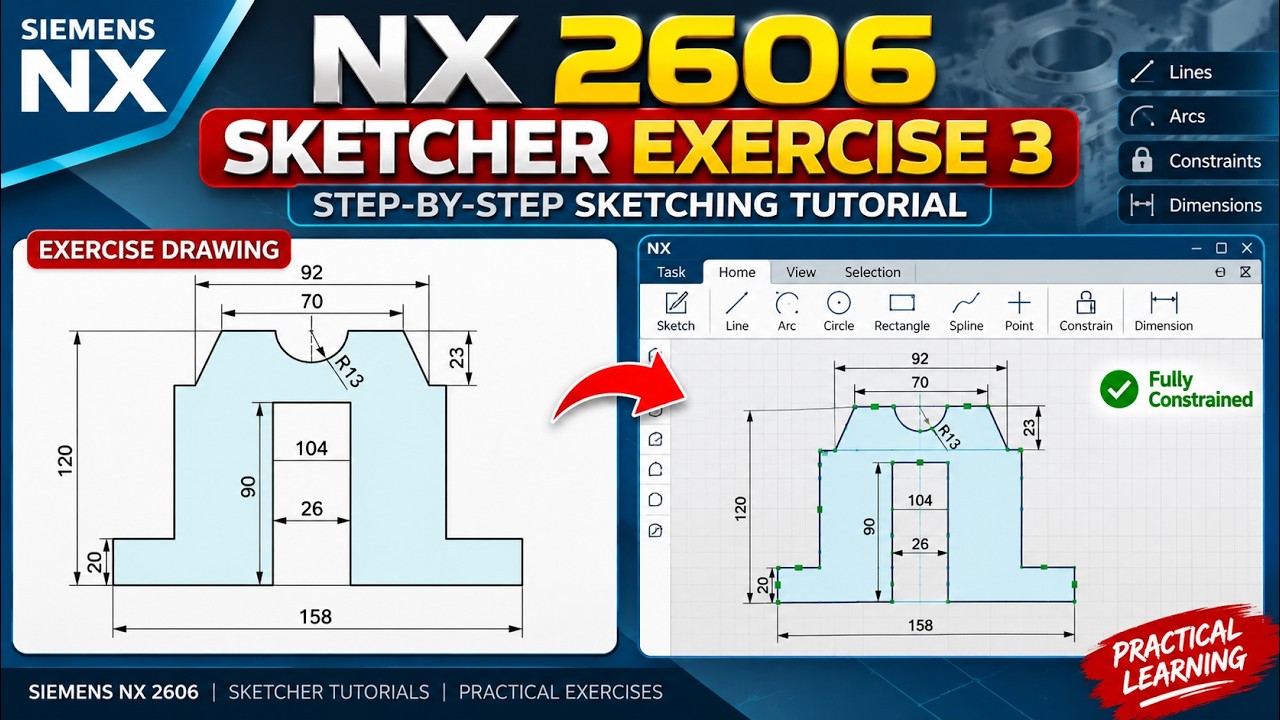 NX 2606 Sketcher Exercises 3 | Step-by-Step Sketching Tutorial