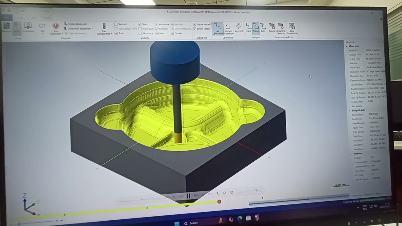 Mastercam Cam Full Tutorial 3D Area Rough , Waterline, Raster ,  Pencil , Horizontal Command