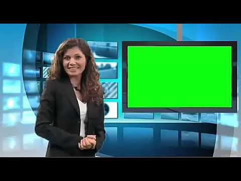 كروما مذيعة نشرة الاخبار امرأة تتكلم بخلفية خضراء للمونتاج