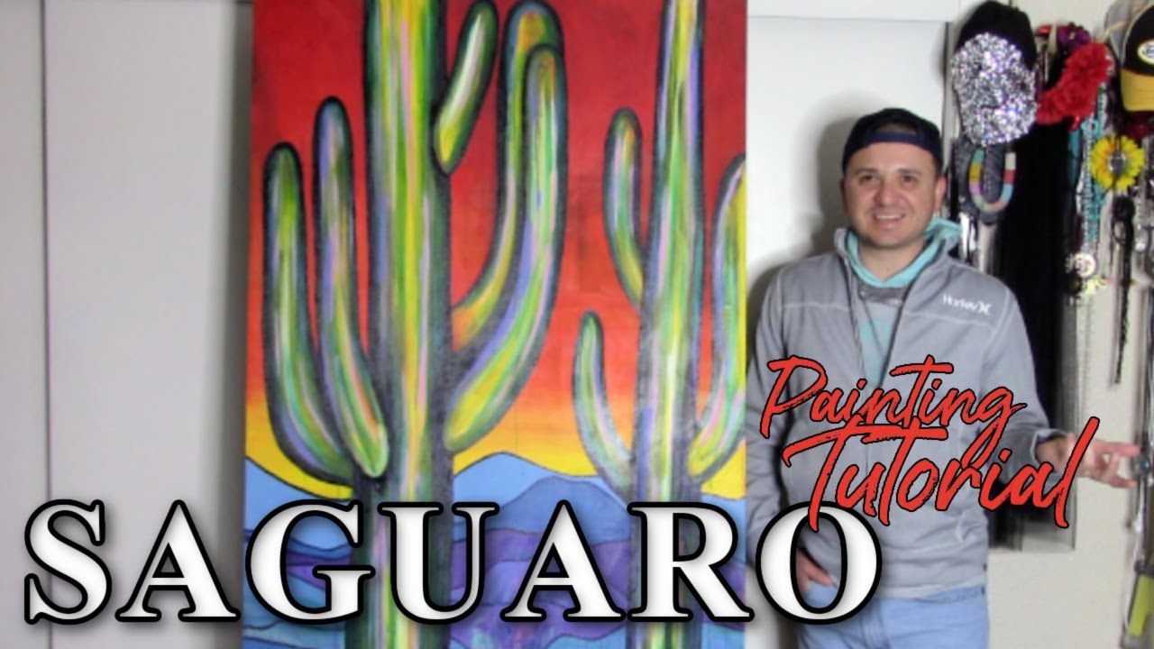 How to Draw and Paint a Saguaro Cactus Tutorial - YouTube