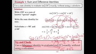Math 112 for Engineering Track Section 2.3 (Trig. Identities)