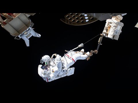 ISS astronauts carry out external repair work