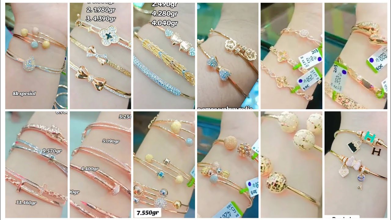 60 MODEL PERHIASAN GELANG EMAS BANGLE 8K TERBARU 2025 MODIS & TRENDY/LATEST GOLD BRACELET DESIGN