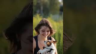 Cuddling a puppy is so beautiful! 抱著小狗的樣子真美