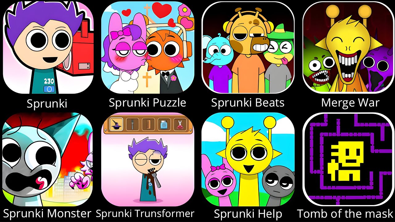Sprunki, Sprunki Puzzle,Sprunki Beats,Merge War, Sprunki Monster,Sprunki Trunsformer, Sprunki help..