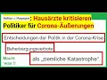 Hausärzte kritisieren Politiker für Corona-Äußerungen: Beherbergungsverbote ... ziemliche Katastrope