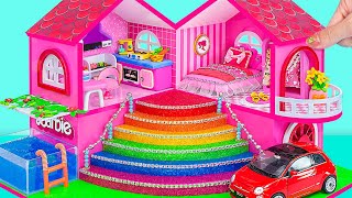 The Mysterious Pink Barbie Dreamhouse with a Sparkling Pool  DIY Miniature House 🌈