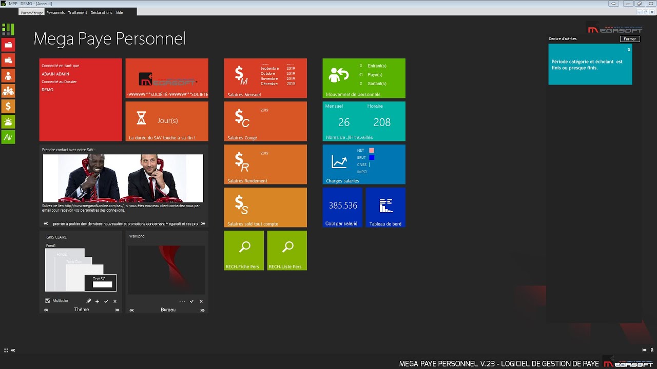 Logiciel de paie Tunisie   Mega Paye Personnel V23