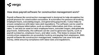 Construction Management Payroll Software Explained