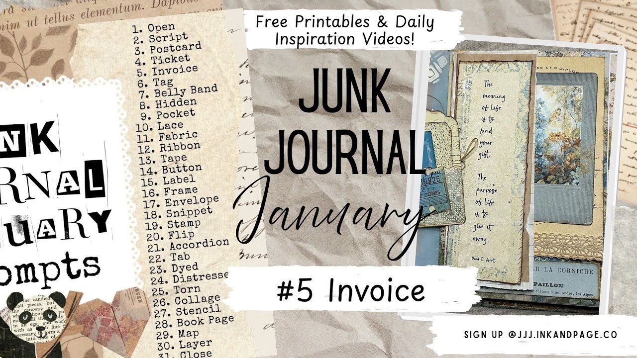 Junk Journal January |#5 Invoice| Free Printable Project | Easy