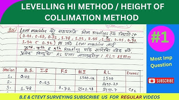  Height of instrument method numerical Auto Level || Survey numericals |CTEVT & BE Civil