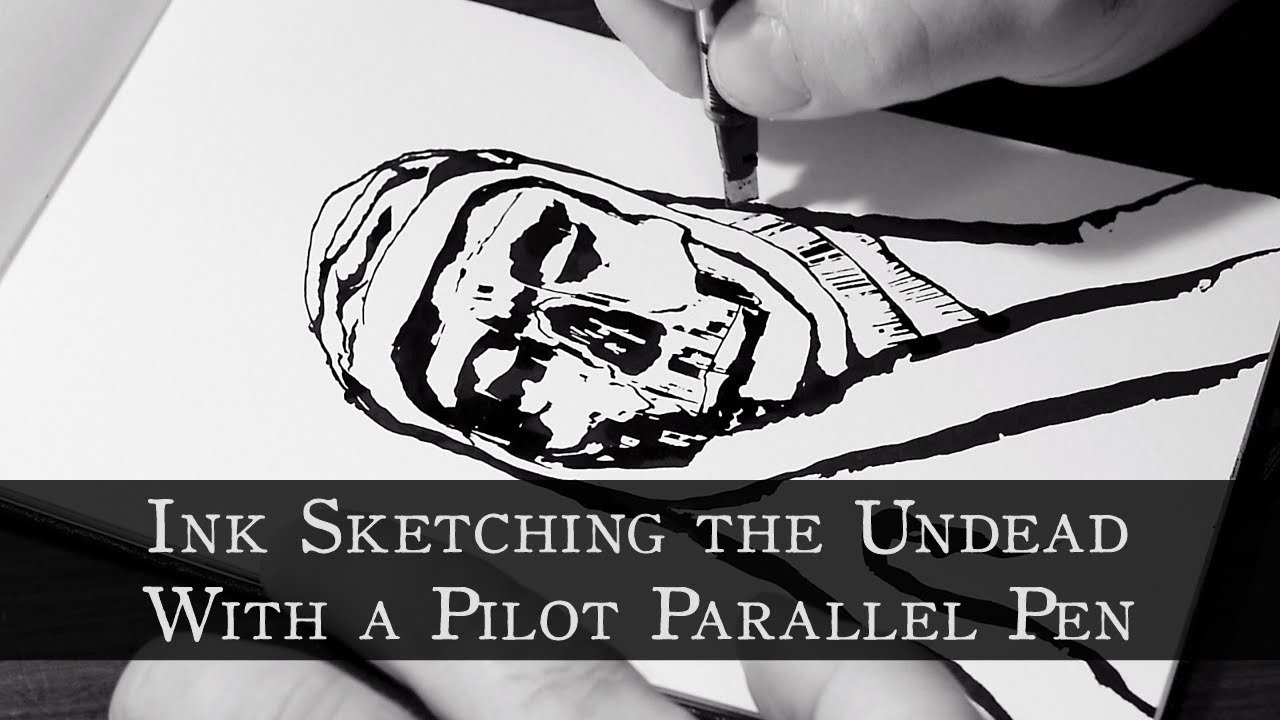 Undead Merchant Portrait Time Lapse | January 2019 | Ink Sketching With A Pilot Parallel Pen