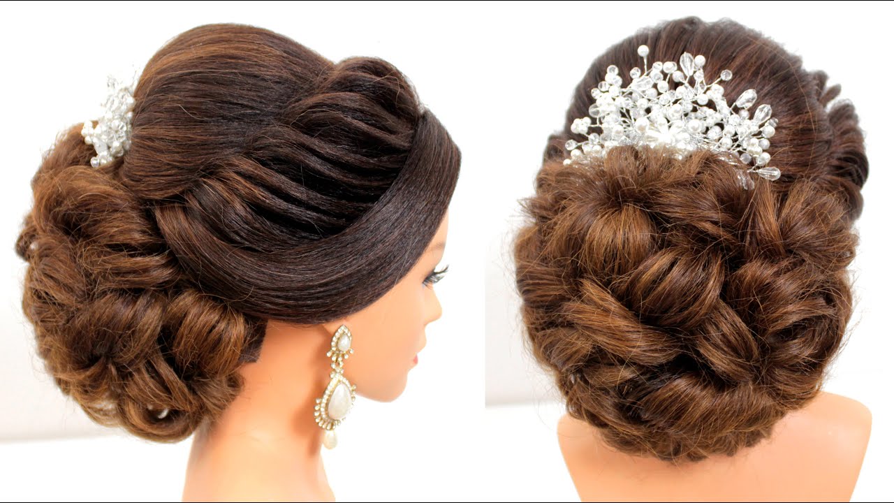 Easy Bridal Hairstyle For Long Hair || Wedding Prom Updo || Low Bun