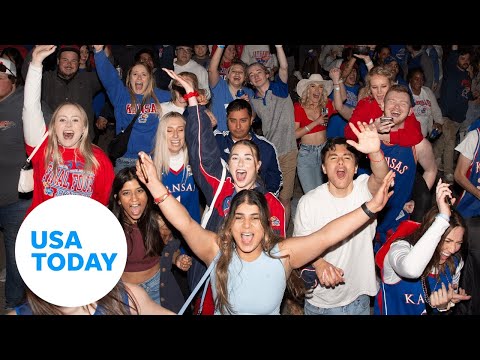 Kansas Jayhawks fans celebrate after NCAA Tournament win| USA TODAY