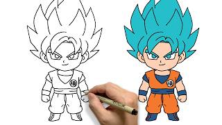 How To Draw Chibi Goku Step By Step Easy | Dragon Ball Z Super Saiyan Anime Art