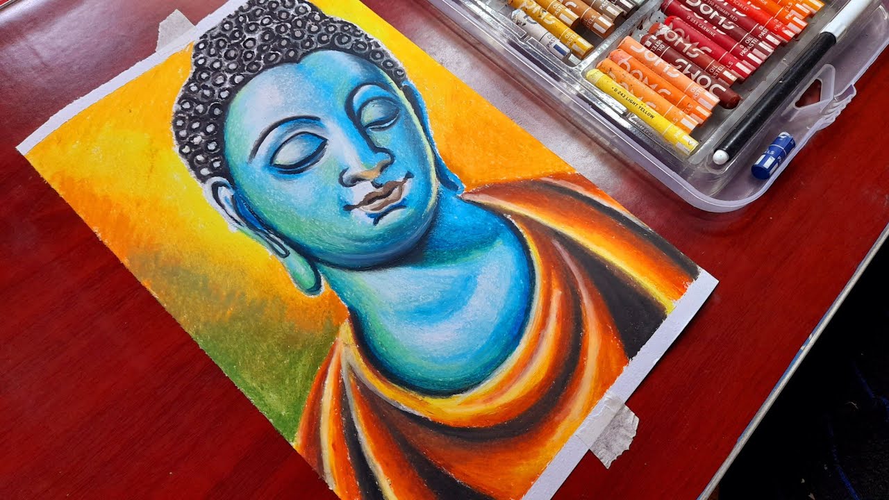 Buddha drawing with oil pastel, easy buddha drawing YouTube