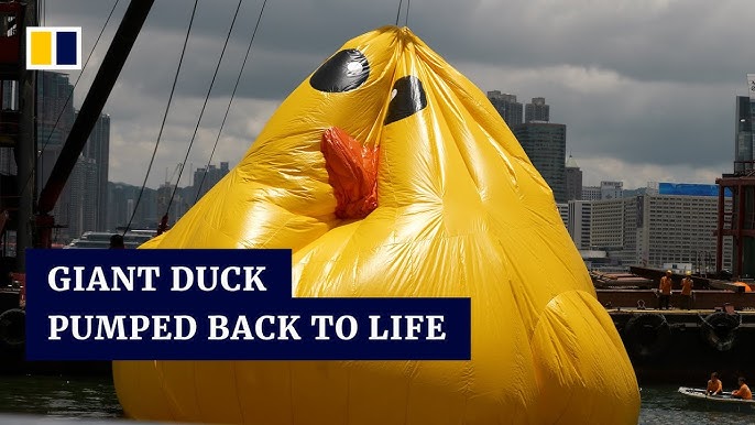 Two giant rubber ducks debut in Hong Kong in bid to drive double