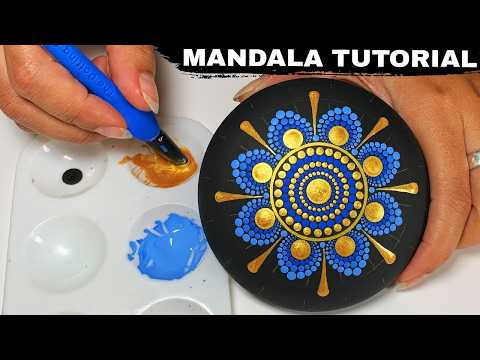 Dot Art Mandala Stone Painting Rocks Tutorial | How to Paint Mandala for Beginners Relaxing Video