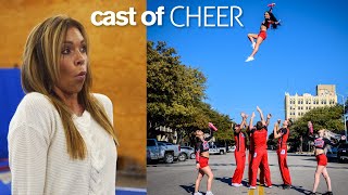 GYMNASTS vs COACH Stunts and Acrobatics Challenge ft. Cast of Netflix Cheer
