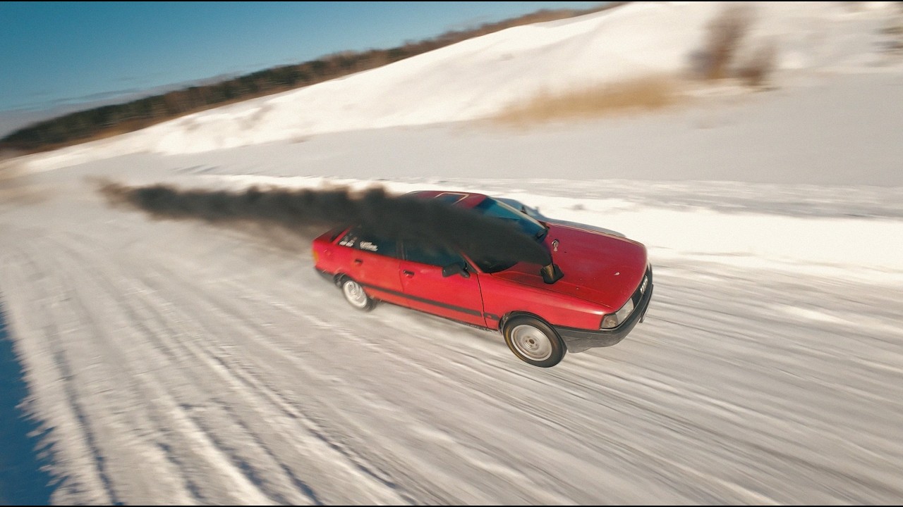 Ari CŪKAS lido ar AUDI / Winter FUN with AUDI 80 1.9tdi / FPV Filming