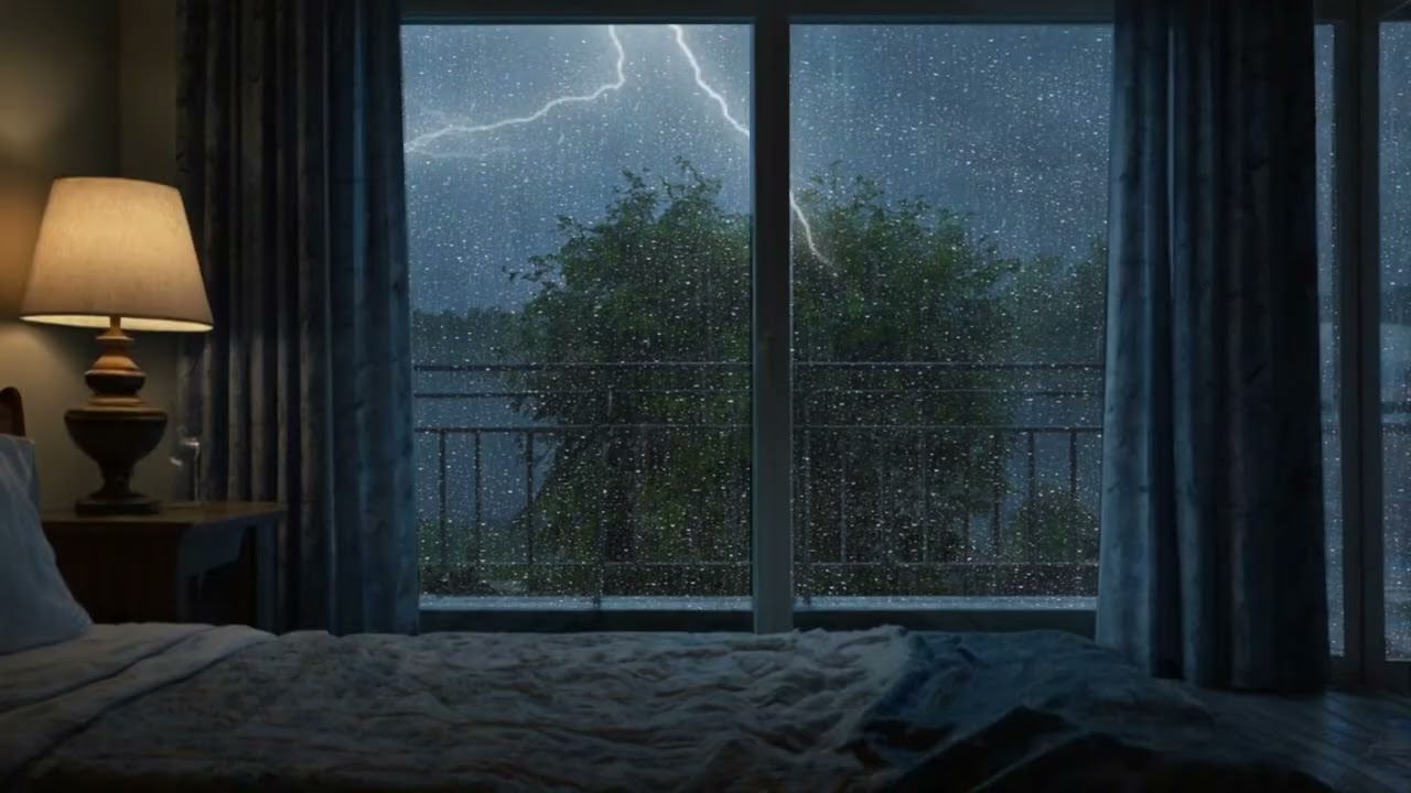 Gentle Rain Sounds with Fireplace Ambience in a Cabin | ASMR Cozy Night Relaxation