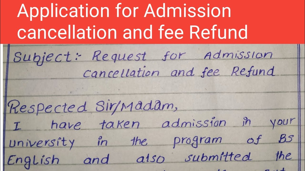 application letter for refund of admission fee