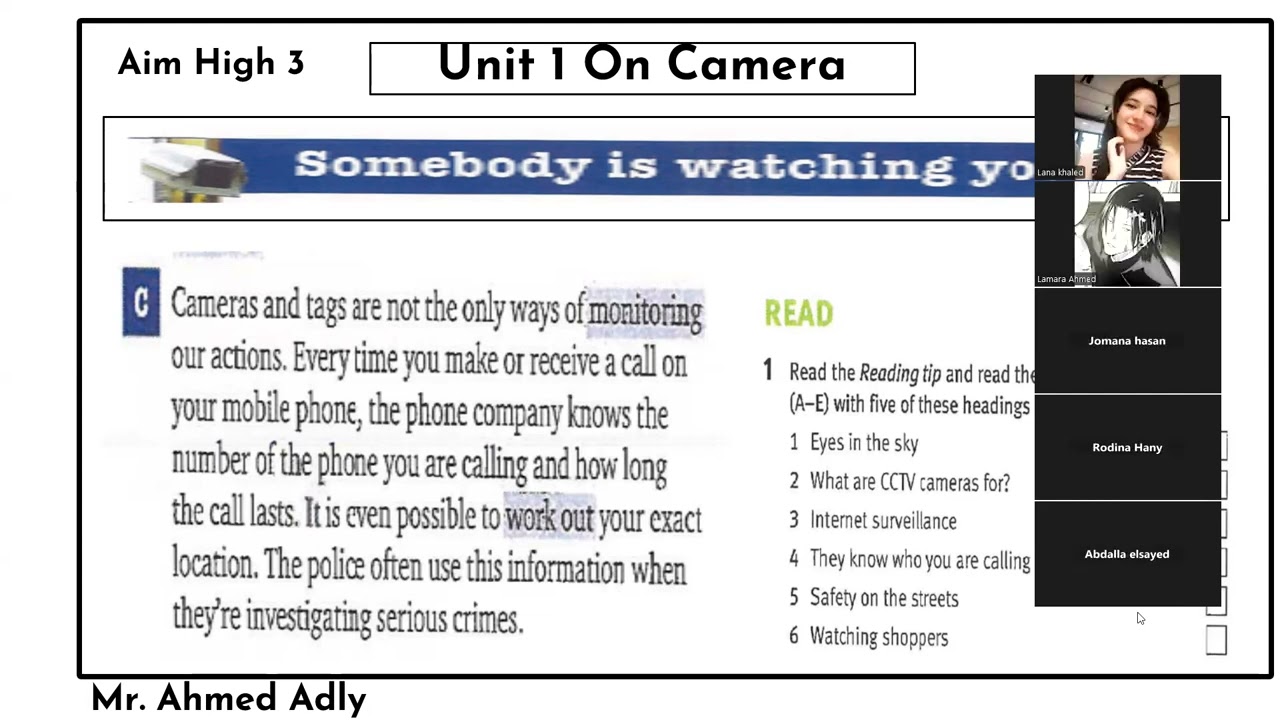 Aim High 3 / Unit 1 On Camera/  Vocabulary part1