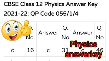 CBSE class 12 PHYSICS answer key 2021 055/1/4 | Physics term 1 answer key 2021CBSE