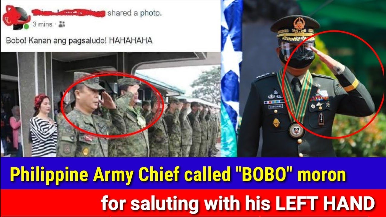Philippine Army Chief Cirilito Sobejana called "BOBO" for saluting with his left hand Story
