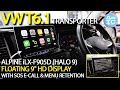 Vw t61  alpine halo 9 with carplay android auto  display whilst retaining the factory menus