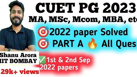 CUET PG 2022 question paper solved analysis | cucet pg part A 2022
