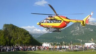 DECOLLAGE HELICOPTERE EC145 de la sécurité civile d'Annecy