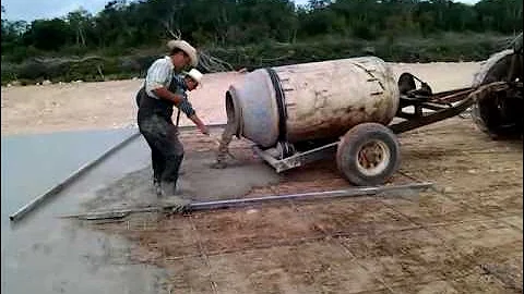 Mennonite homemade 3 bag cement mixer  sorry no clear sound on this one