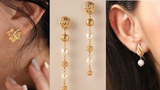 Stud Gold Earrings Designs with Price and Weight || Gold Studs Designs| Indhus Jewellery collection