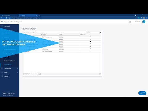 Mitel Account Console: Settings Group: MiCloud Connect