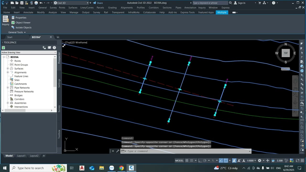 Học Civil 3D - Sample Line  [Cắm Cọc - Điền Lại Tên Cọc]