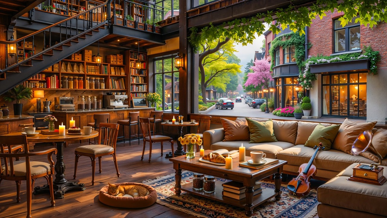 Smooth Jazz At Coffee Shop for Study ☕ Soft Background Jazz & Morning Sounds for Relaxing Moments