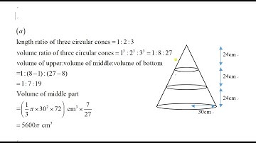 Area and Volume of cone cut into 3 parts of equal height