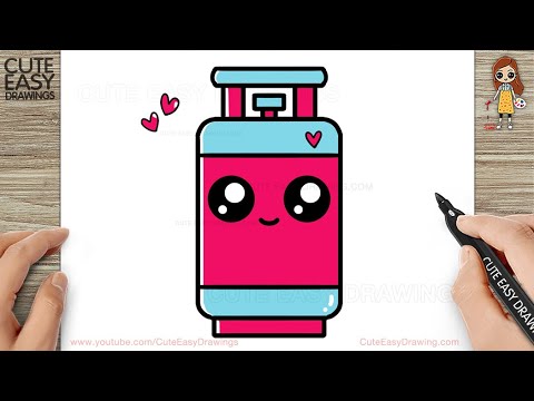 How to Draw a Cute Gas Cylinder - Drawing and Coloring for Kids and Toddlers