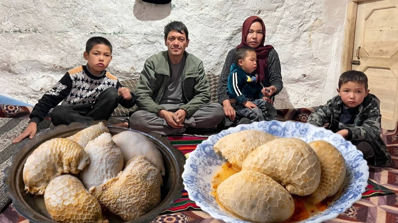 The most delicious intestinal food in the rural areas of the cave dwellers of central Afghanistan