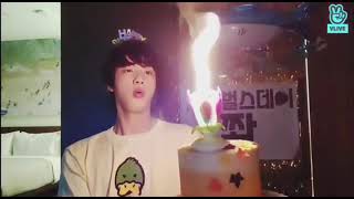 Jin is so excited to light and blow the candle | JIN Birthday