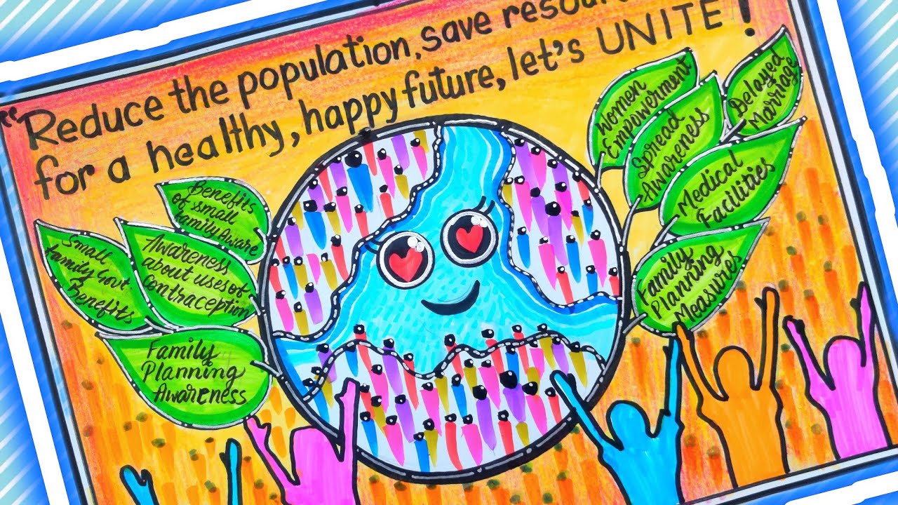 World Population Day Poster drawing / project chart making for ...