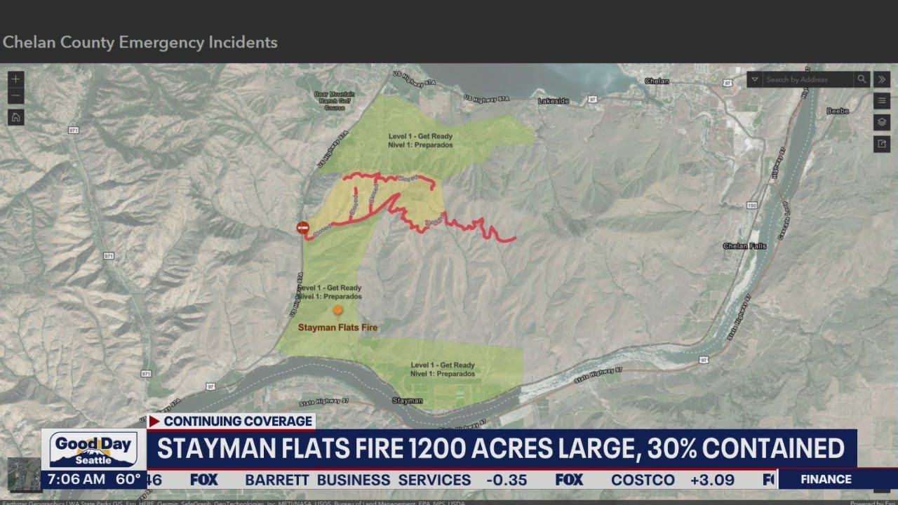 Stayman Flats fire in Chelan County burns 1,200 acres, 30 contained