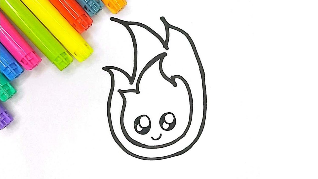 Easy Drawing a Cute Fire for Kids - YouTube