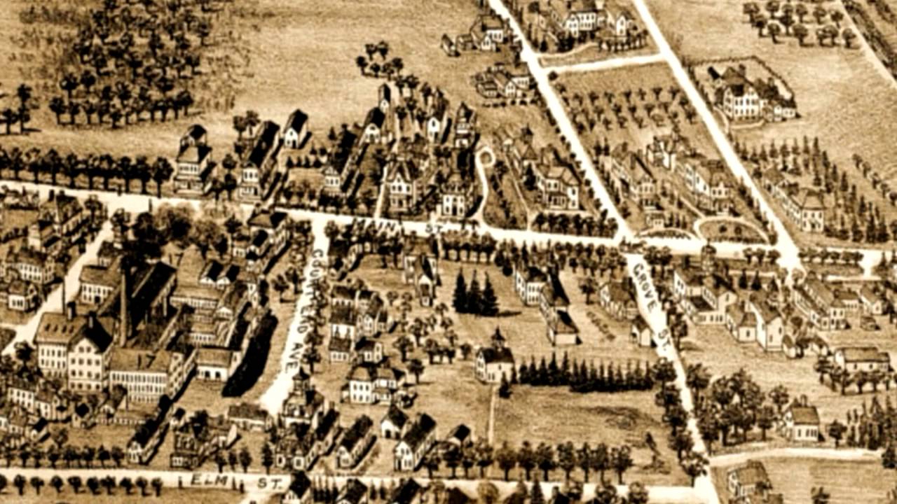 Middleborough Massachusetts 1889 Panoramic Bird's Eye View Map 7102