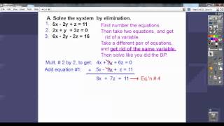 Solving Systems of Equations in Three Variables - Sections 2.1 and 2.2