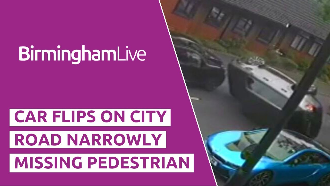 Moment Range Rover crashes into three cars and narrowly misses a ...