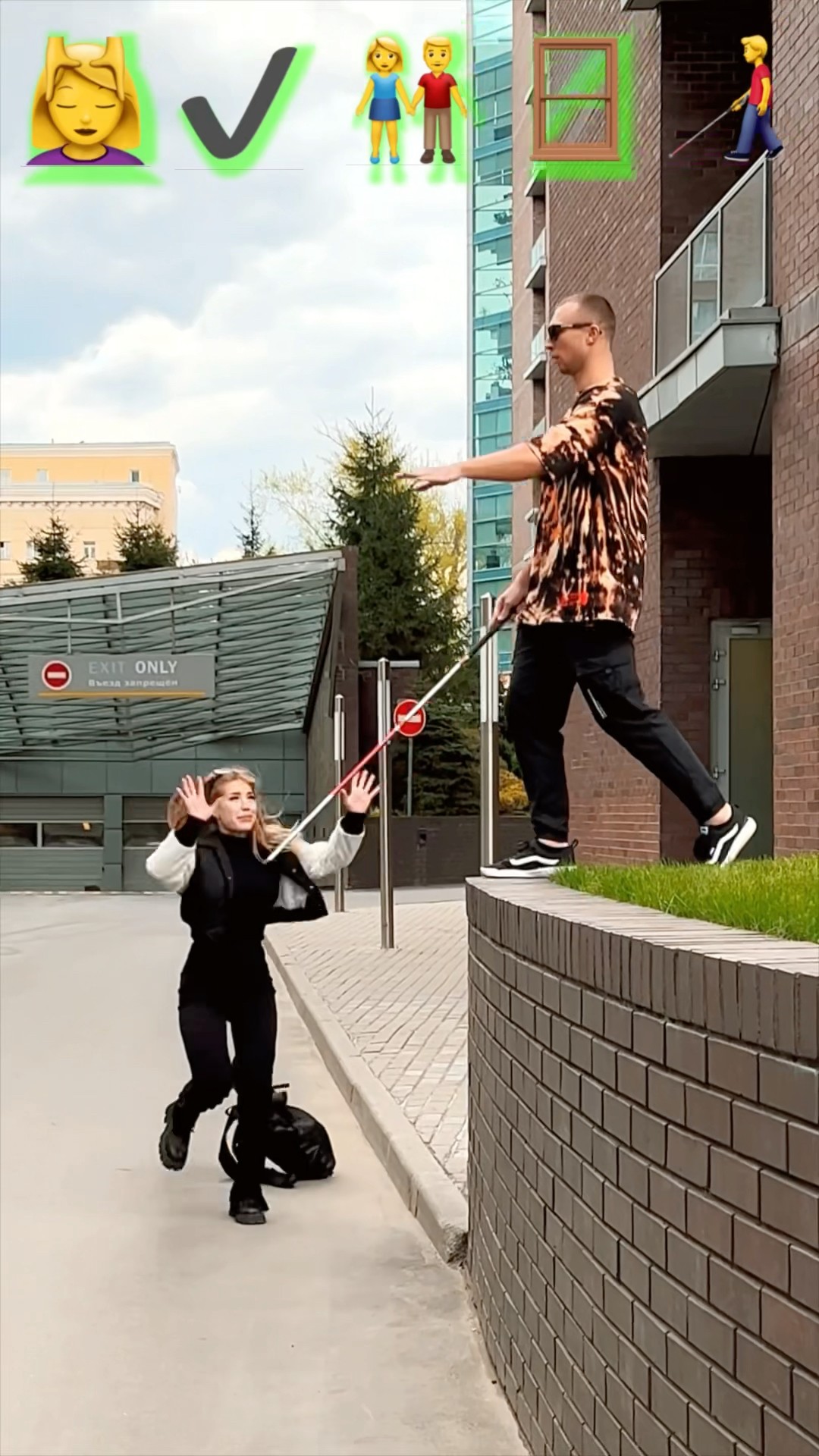 Stunts with Emojis pt.53??#kiryakolesnikov #prank #funny #comedy #stunt #parkour #flip