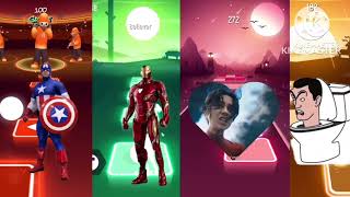 Captain America 🆚 Iron Man 🆚 Flash 🆚 Skibidi Toilet yes yes yes Song | Tiles Hop|Coffin Dance Song