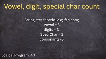 How to find Vowel Consonants , special char digits count from given string using java